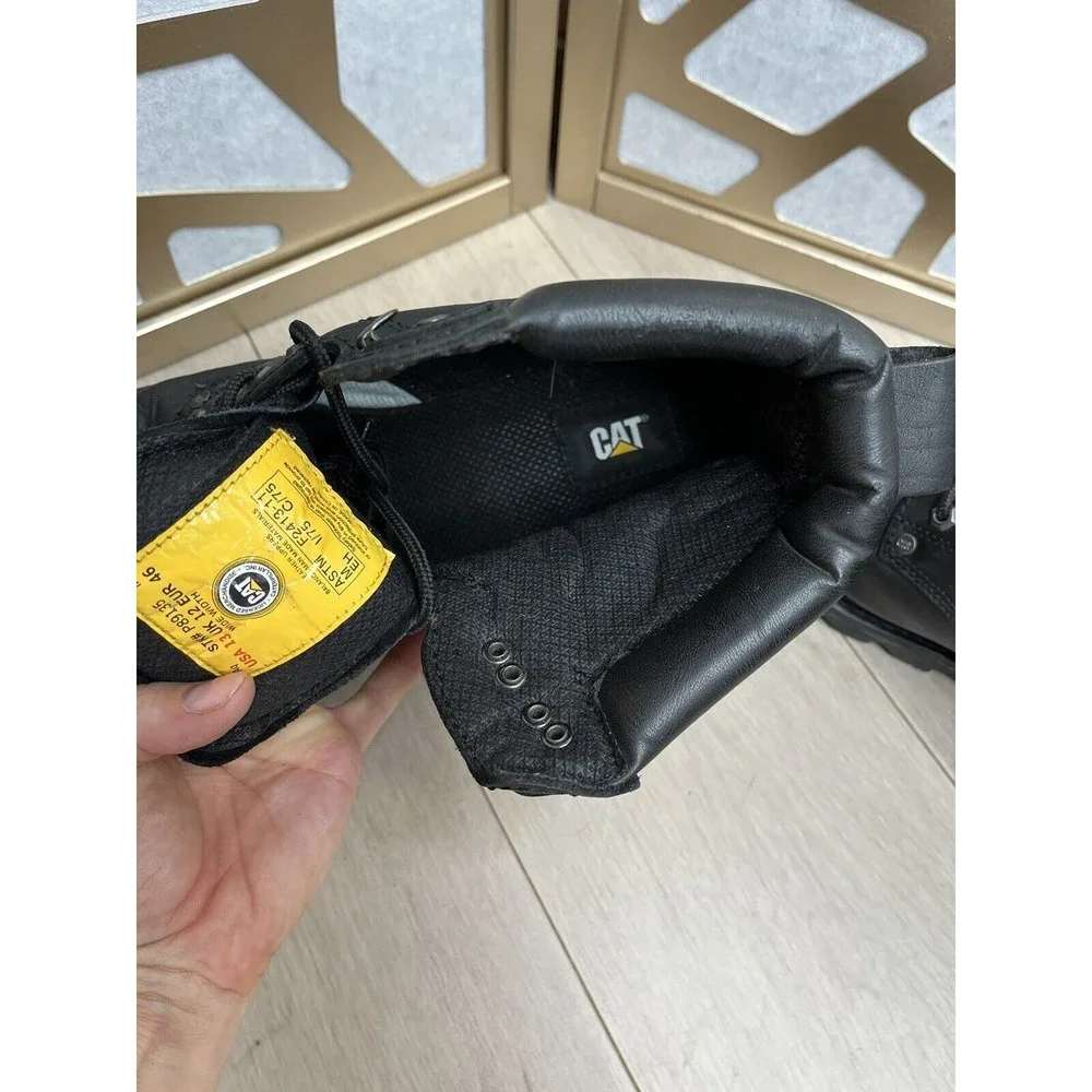 CAT Second Shift Steel Toe Work Boot Black Leather 13 W Wide Man caterpillar